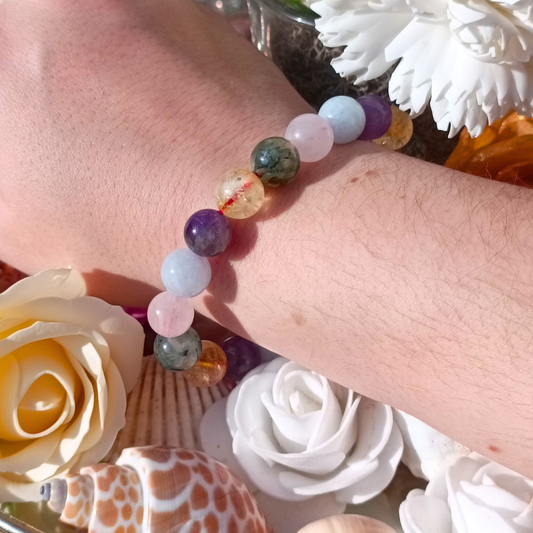 Bracelet boules - Quartz multicolore - 10mm