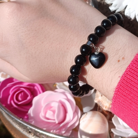 Bracelet gourmette - Obsidienne noire