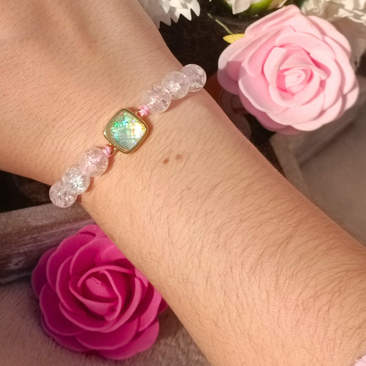 Bracelet artisanal - Opale & cristal de roche