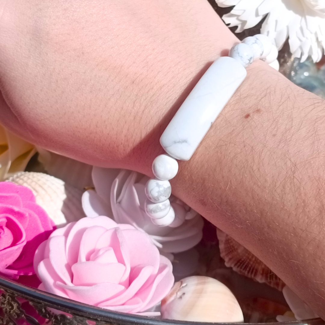 Bracelet gourmette - Howlite blanche