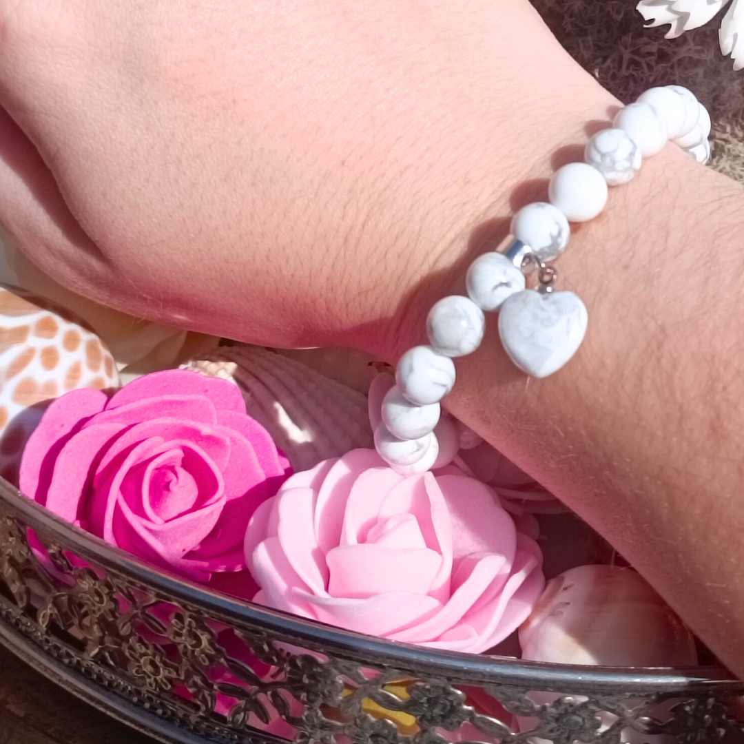 Bracelet gourmette - Howlite blanche