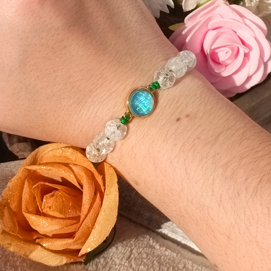 Bracelet artisanal - Opale & cristal de roche