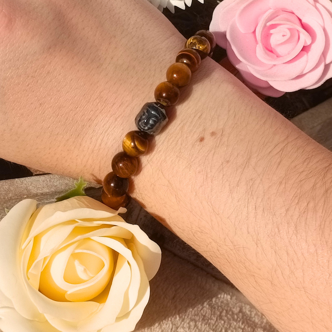Bracelet Bouddha réglable - Œil de tigre