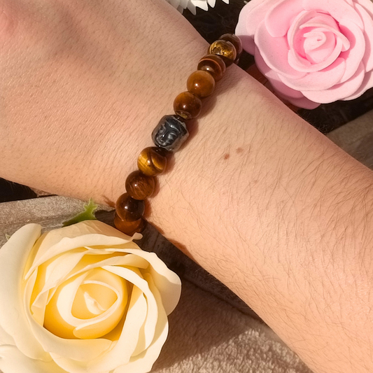 Bracelet Bouddha réglable - Œil de tigre