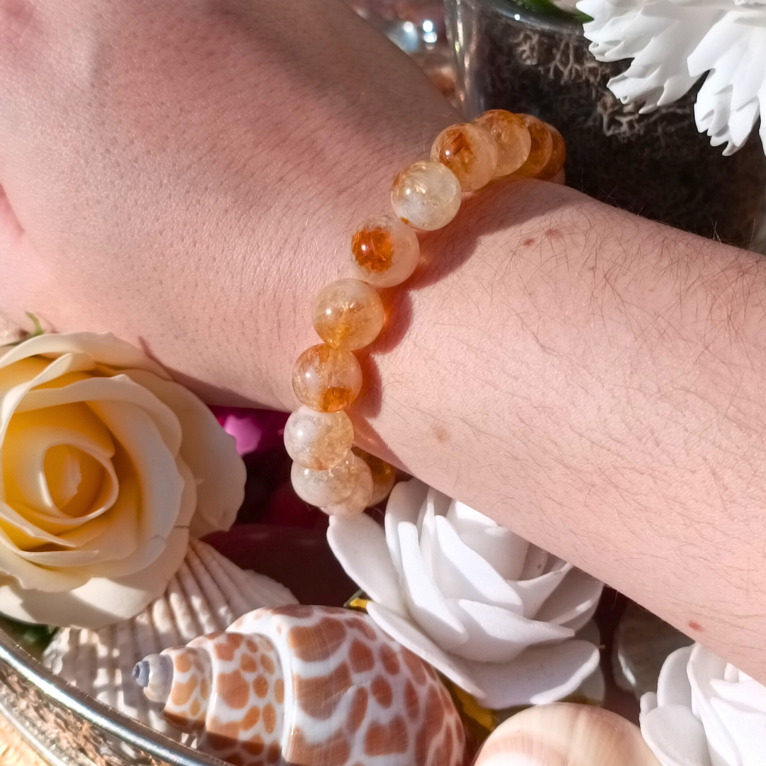 Bracelet boules - Citrine chauffée - 10mm