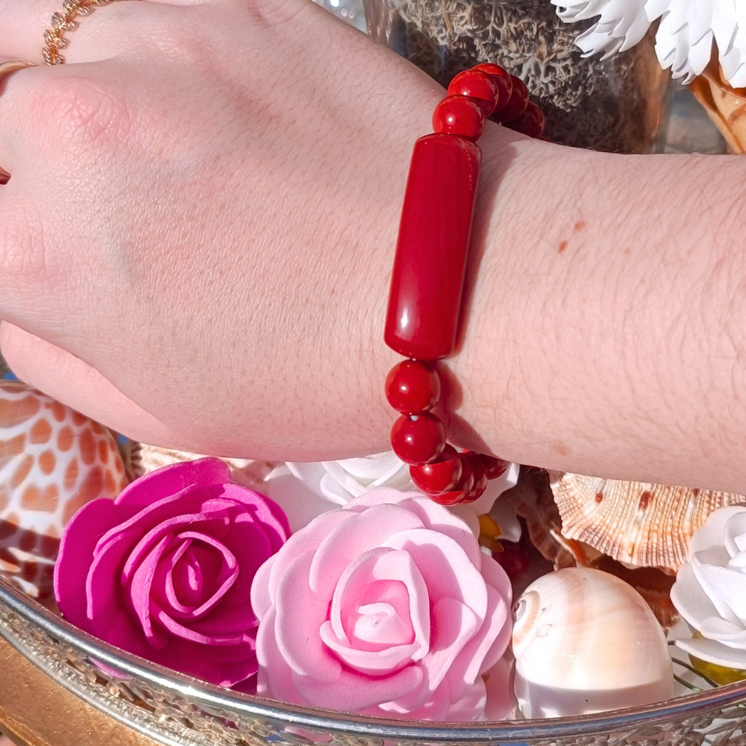 Bracelet gourmette - Jaspe rouge