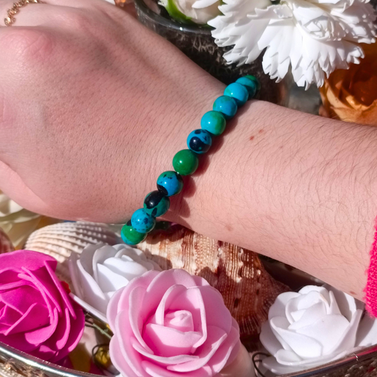 Bracelet boules - Chrysocolle teintée - 8mm