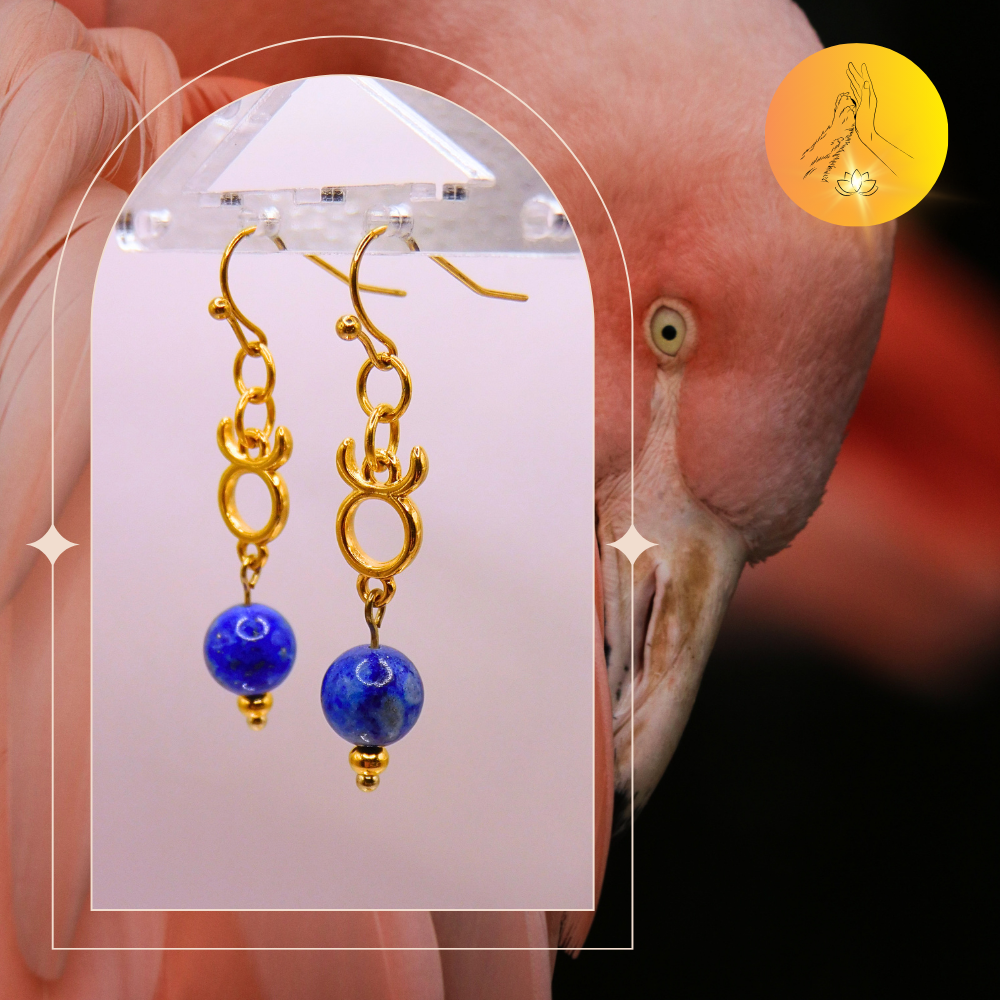 Boucles d'oreilles - Signe astro Taureau - Lapis lazuli
