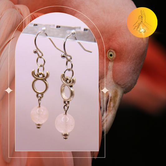 Boucles d'oreilles - Signe astro Taureau - Quartz rose