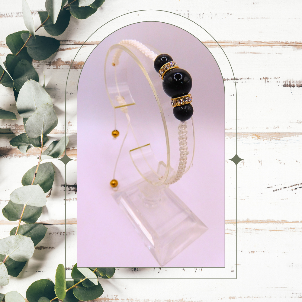 Bracelet artisanal - Obsidienne noire