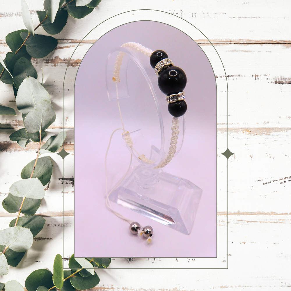 Bracelet artisanal - Obsidienne noire