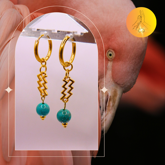 Boucles d'oreilles - Signe astro Verseau - Turquoise