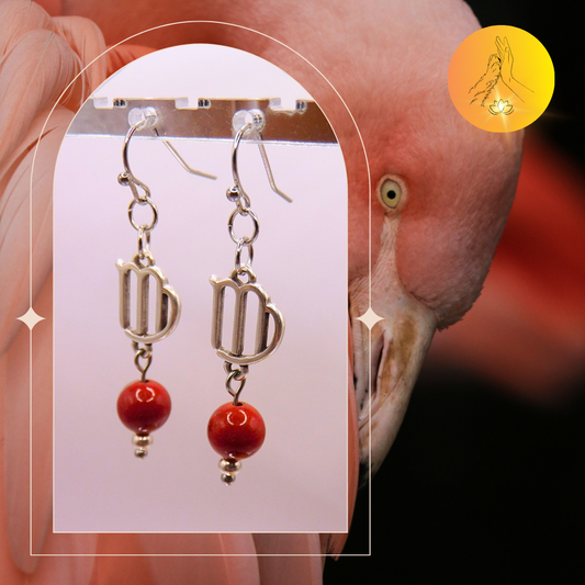 Boucles d'oreilles - Signe astro Vierge - Jaspe rouge